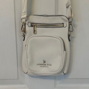 London Fog Cream Crossbody Bag with Gold Accents
